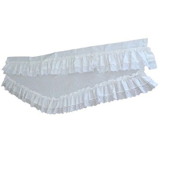 Vintage White Curtain Valance Lace Ruffle Tiered Swag Cottage Shabby Chic - Picture 2 of 15